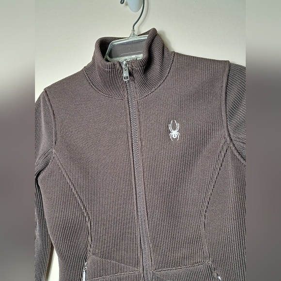 Spyder Core Zip Up Brown Sweater Jacket Size Small Women's - Zippered Pockets - Picture 3 of 15